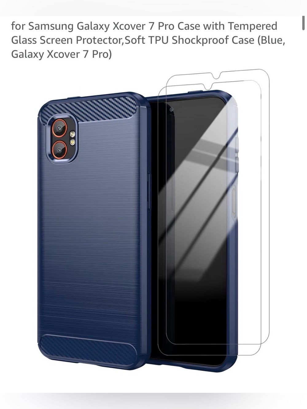 Blue Rugged TPU P Case & 2 Tempered Glass protector Samsung Galaxy X cover 7 Pro